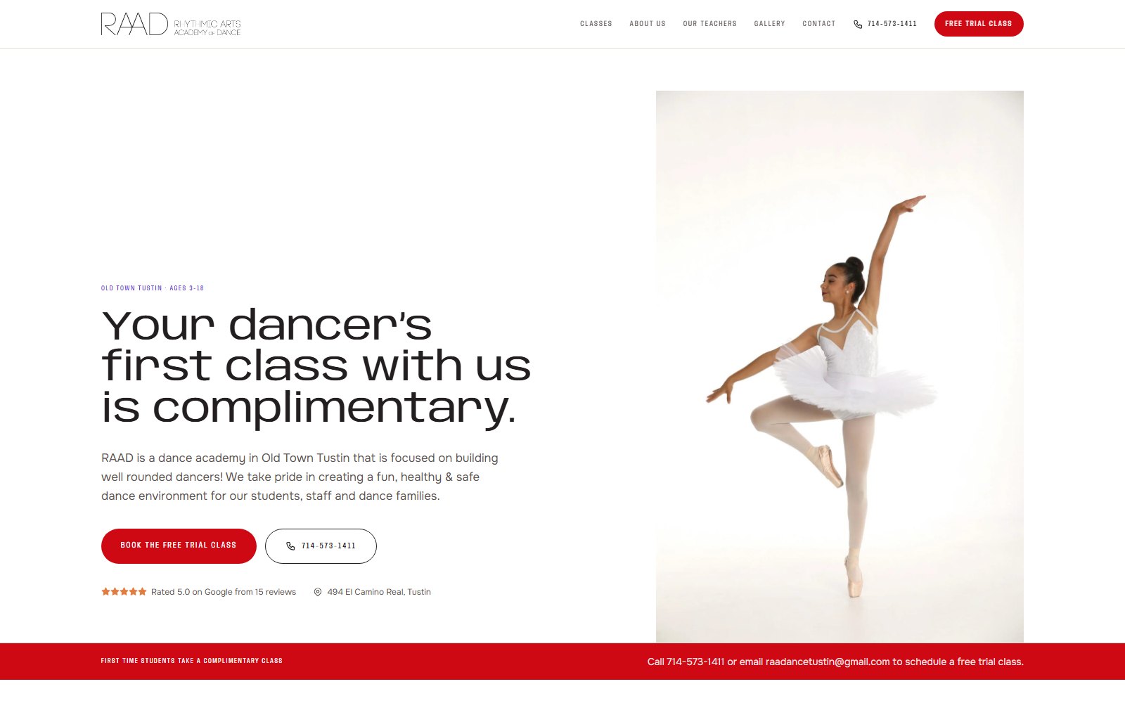 Rhythmic Arts Academy of Dance website project